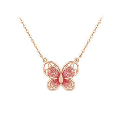 Dainty Enamel Filigree Inlay Butterfly Necklace