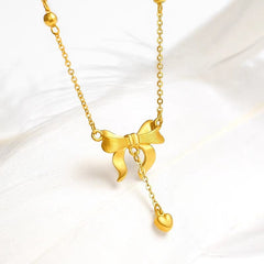 Dainty Gold Bowknot Necklace