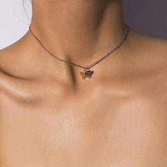 Dainty Gold Silver Tone Butterfly Pendant Choker Necklace