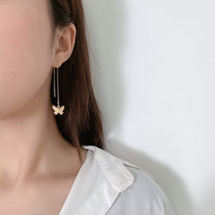 Dainty Gold Silver Tone Butterfly Threader Earrings