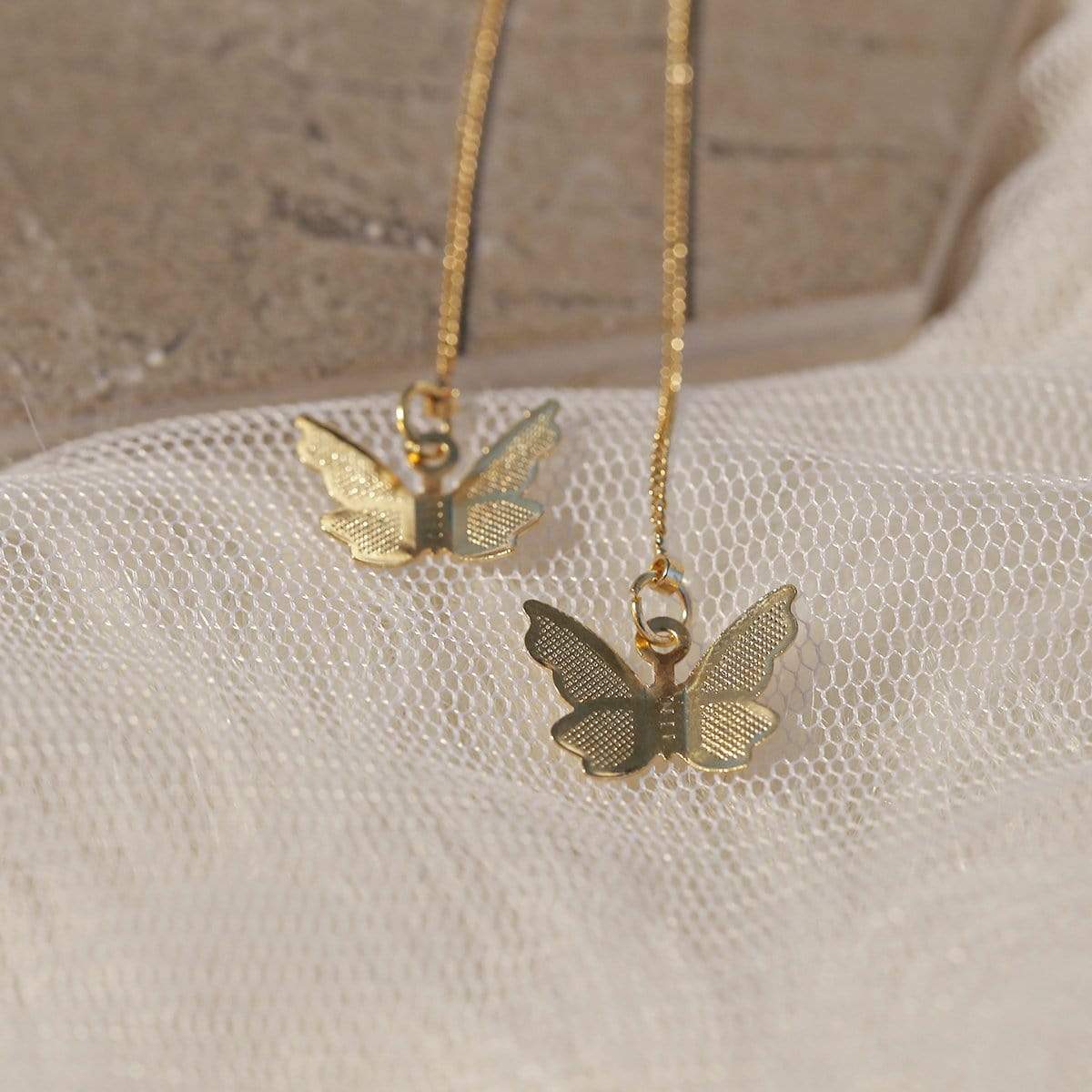 Dainty Gold Silver Tone Butterfly Threader Earrings