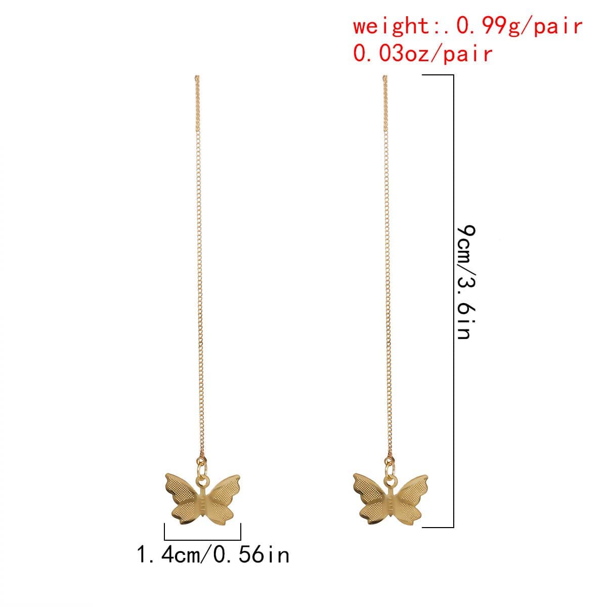 Dainty Gold Silver Tone Butterfly Threader Earrings