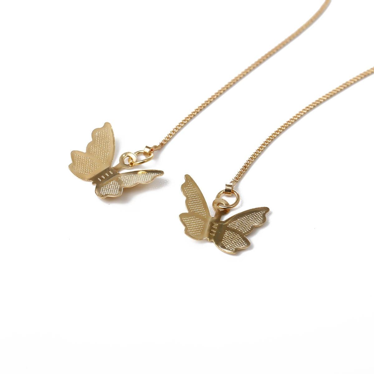 Dainty Gold Silver Tone Butterfly Threader Earrings