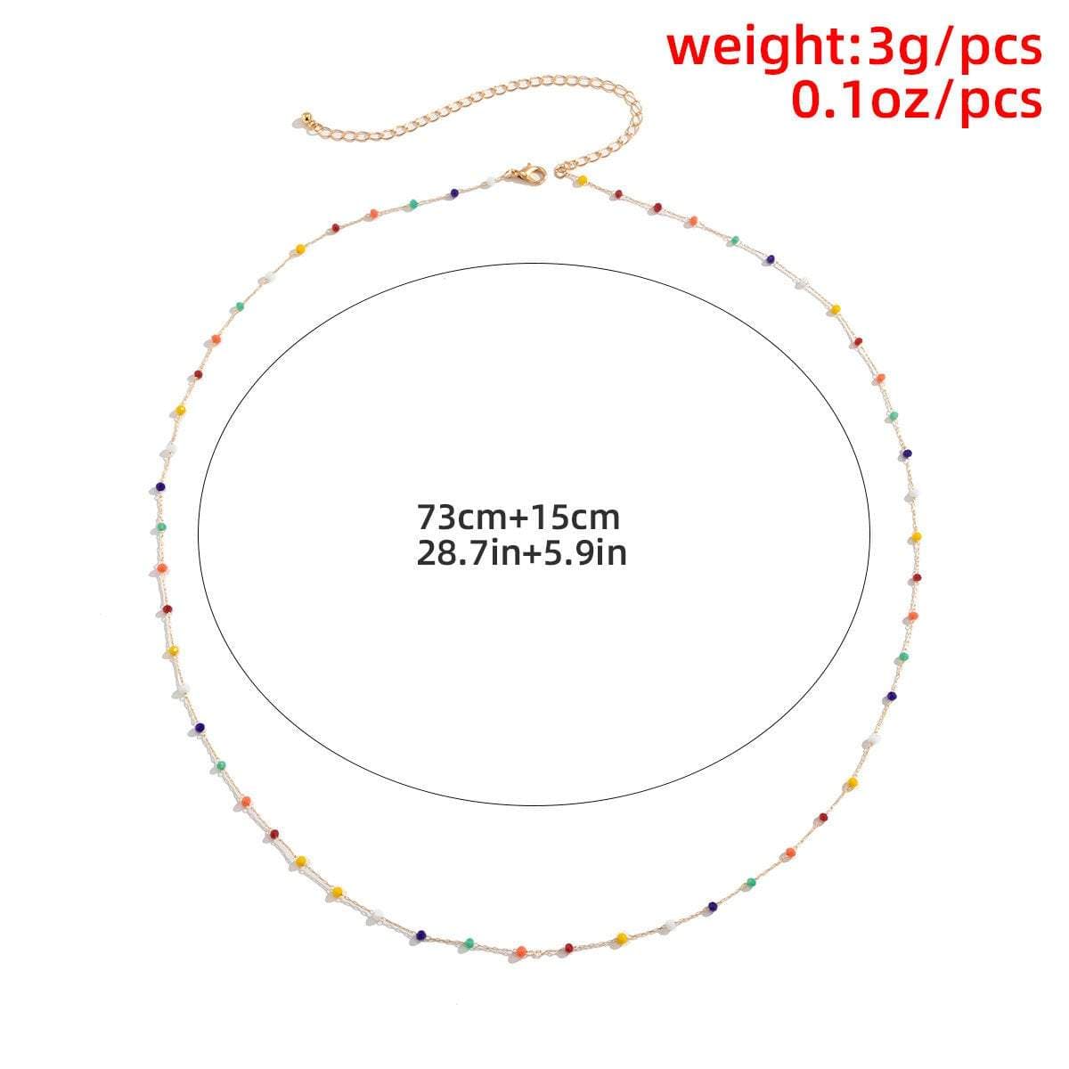 Dainty Gold Silver Tone Colorful Seed Bead Waist Chain