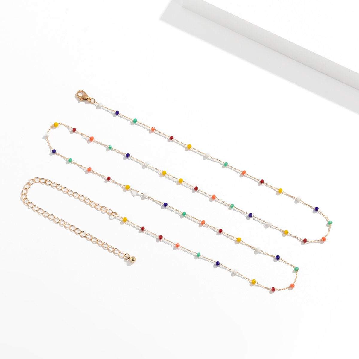 Dainty Gold Silver Tone Colorful Seed Bead Waist Chain