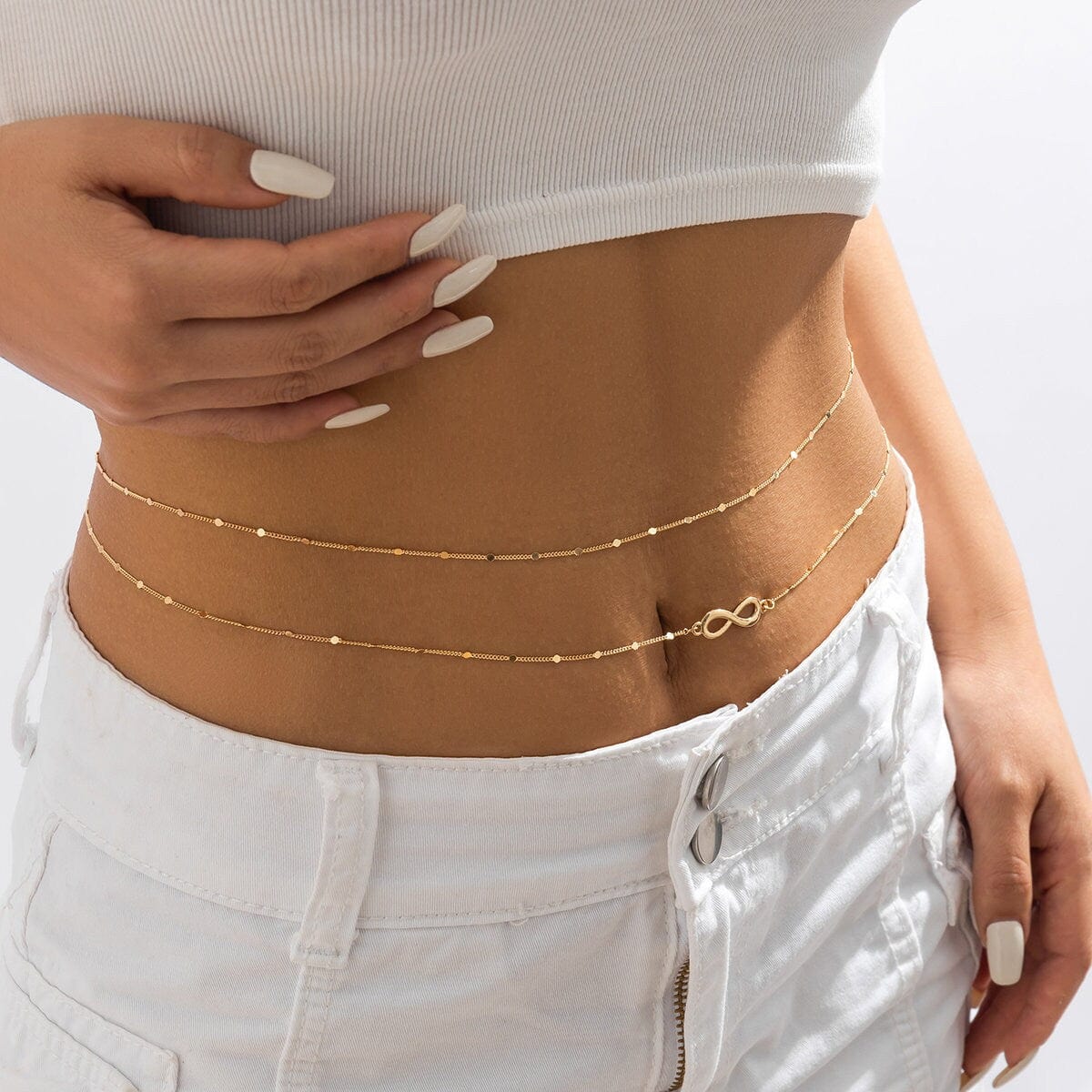 Dainty Layered Infinity Belly Chain Set