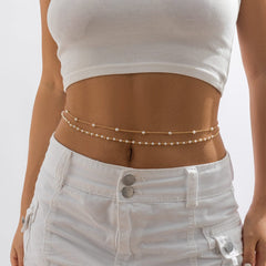 Dainty Layered Pearl Belly Chain Set