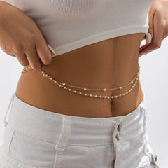 Dainty Layered Pearl Belly Chain Set