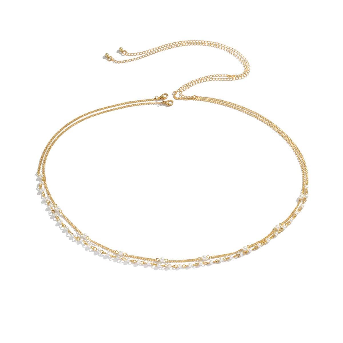 Dainty Layered Pearl Belly Chain Set