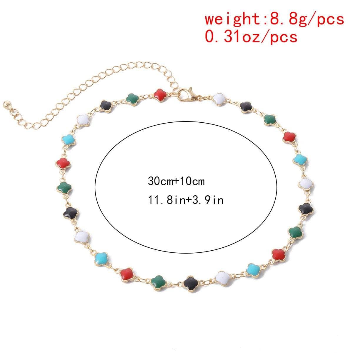 Dainty Multi-color Enamel Floral Charm Choker Necklace