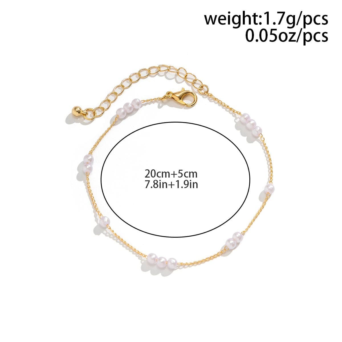 Dainty Pearl Charm Cable Chain Anklet