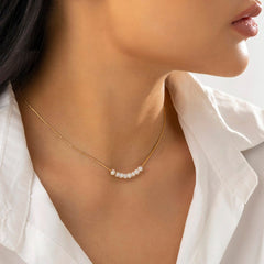 Dainty Pearl Charm Choker Necklace