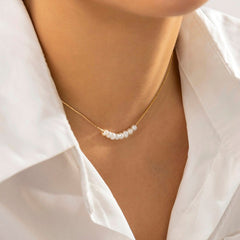 Dainty Pearl Charm Choker Necklace