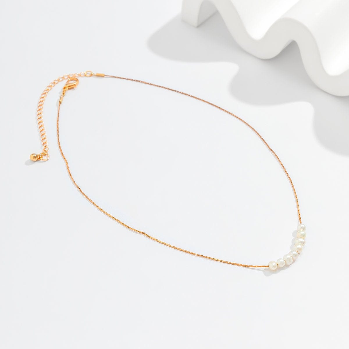 Dainty Pearl Charm Choker Necklace