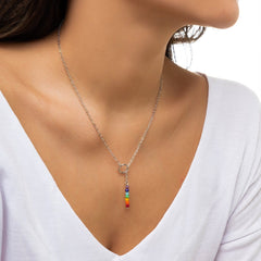 Dainty Rainbow Beaded Crystal Y Necklace