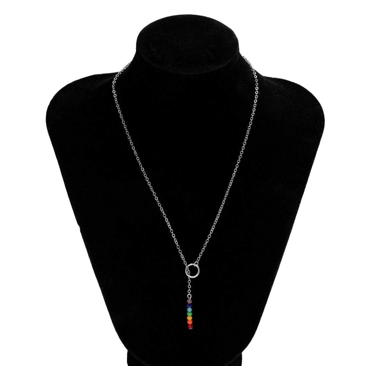 Dainty Rainbow Beaded Crystal Y Necklace