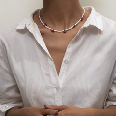 Dainty Seed Bead Cherry Choker Necklace