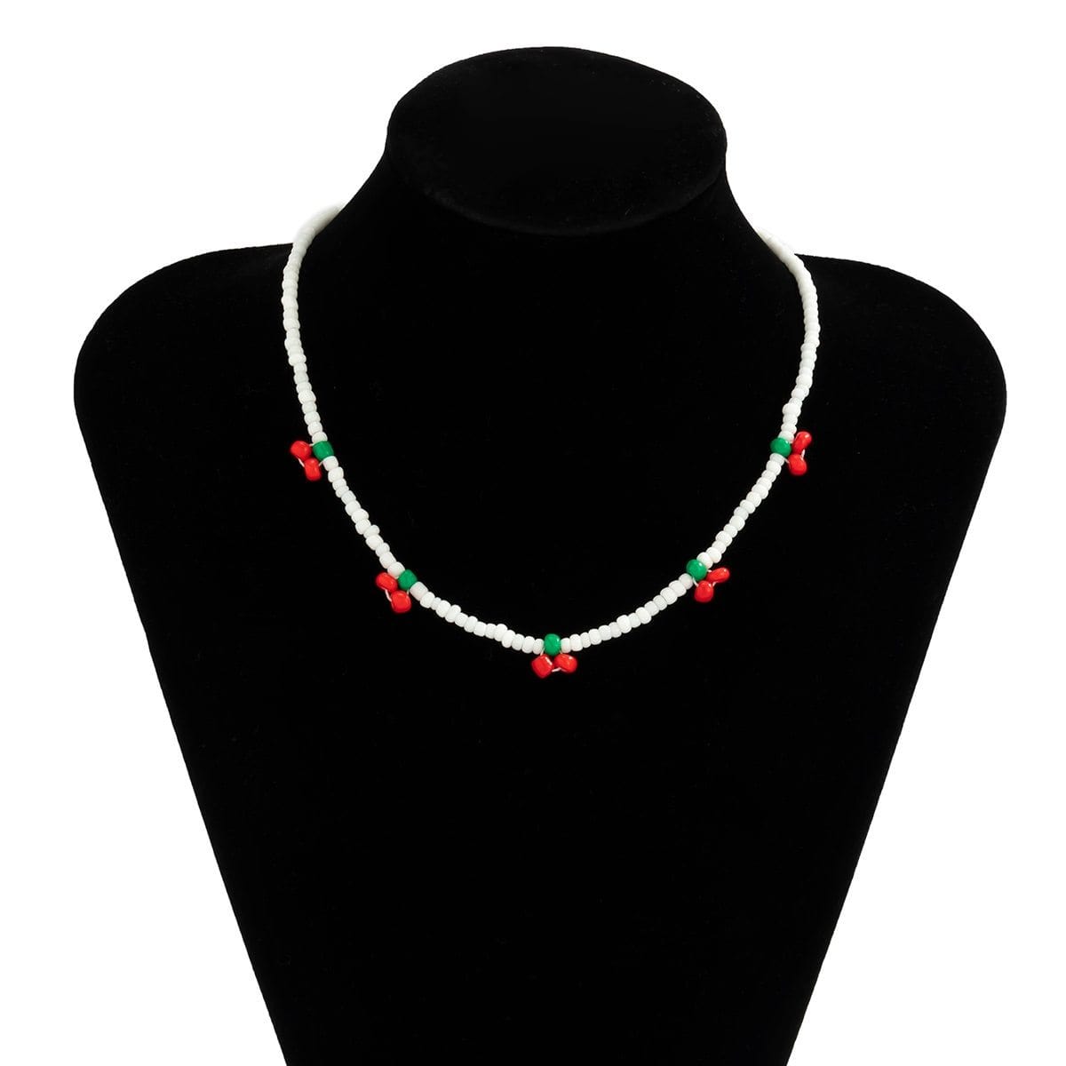 Dainty Seed Bead Cherry Choker Necklace