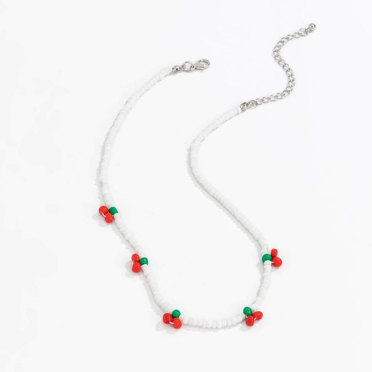 Dainty Seed Bead Cherry Choker Necklace