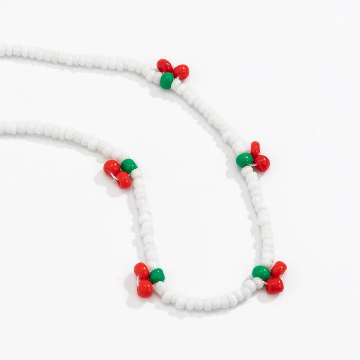 Dainty Seed Bead Cherry Choker Necklace