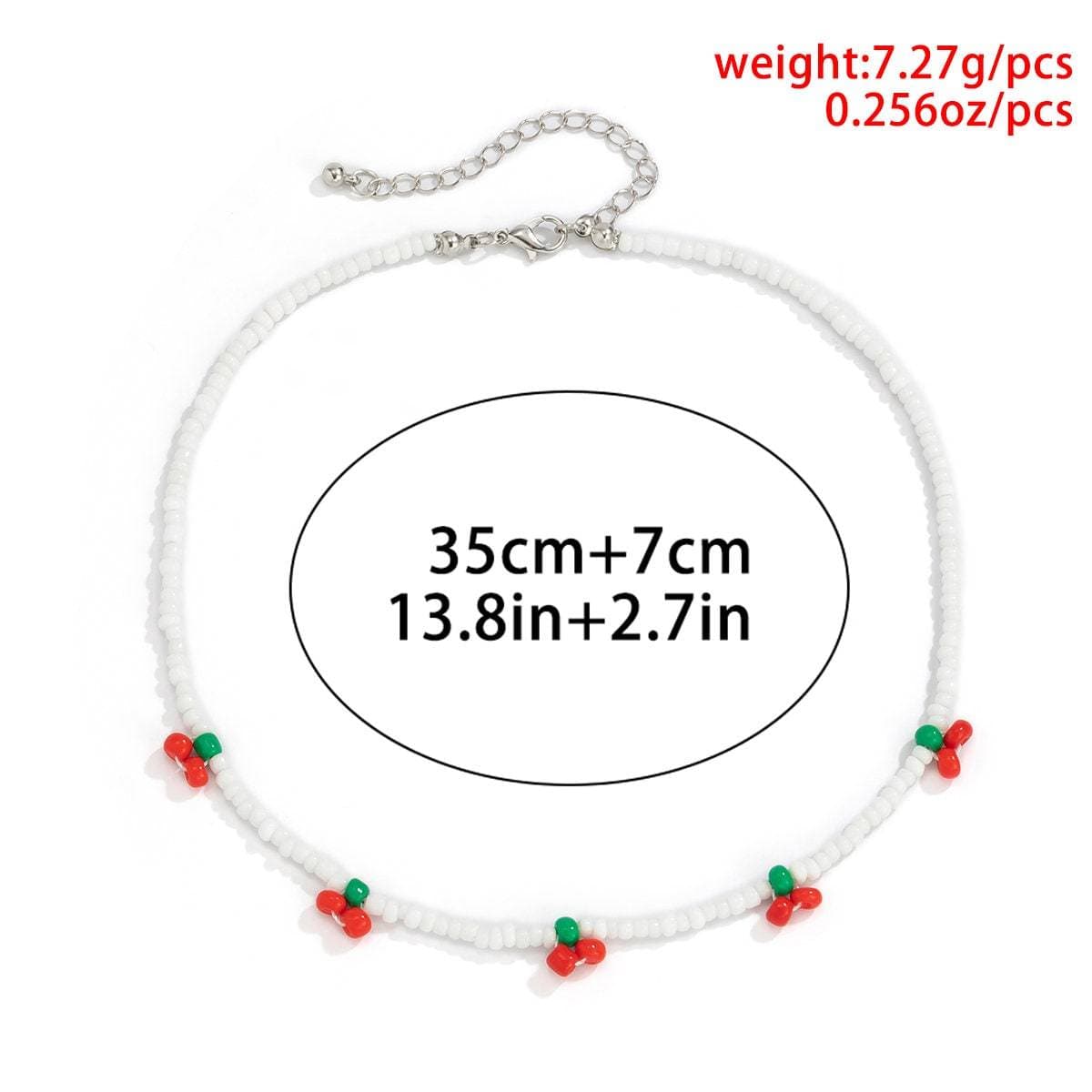 Dainty Seed Bead Cherry Choker Necklace