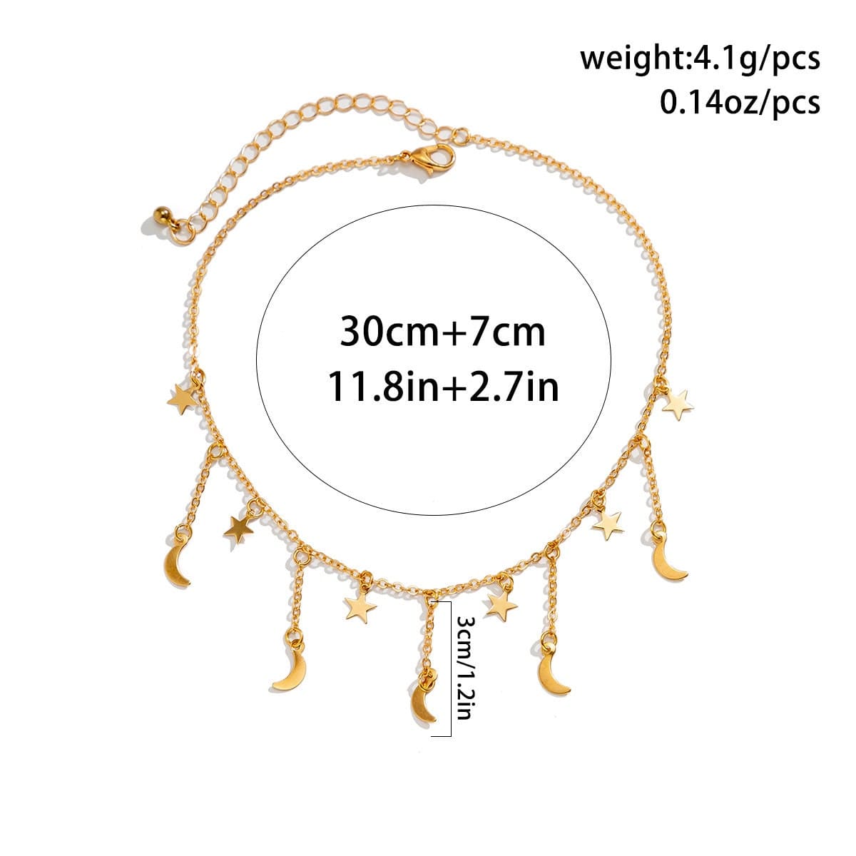 Dainty Star Moon Phase Tassel Choker Necklace