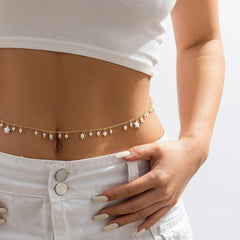 Dainty Star Pearl Tassel Belly Chain