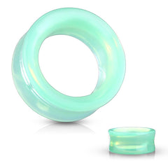 Double Flared Green Opalite Glass Ear Gauges Tunnels