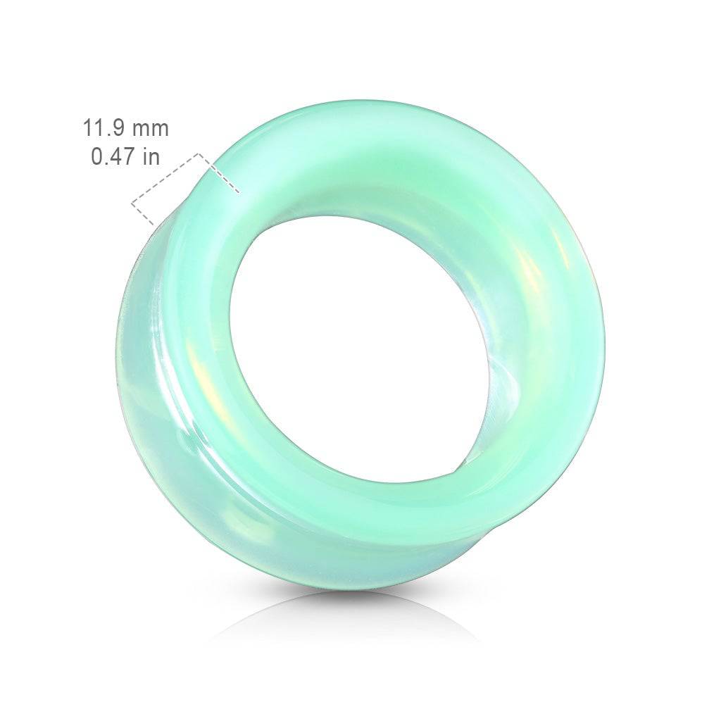 Double Flared Green Opalite Glass Ear Gauges Tunnels