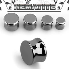 Double Flared Hematite Stone Plugs