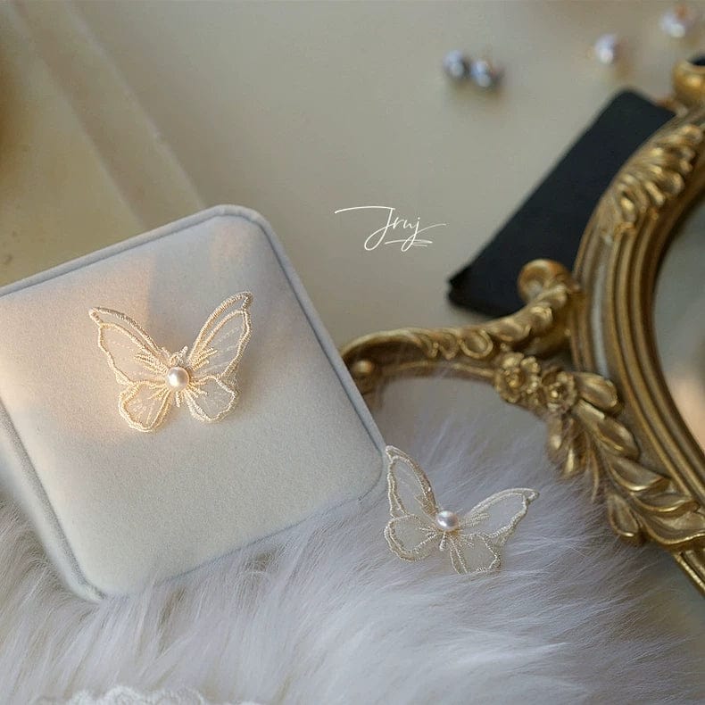 Embroidery Lace Butterfly Earrings