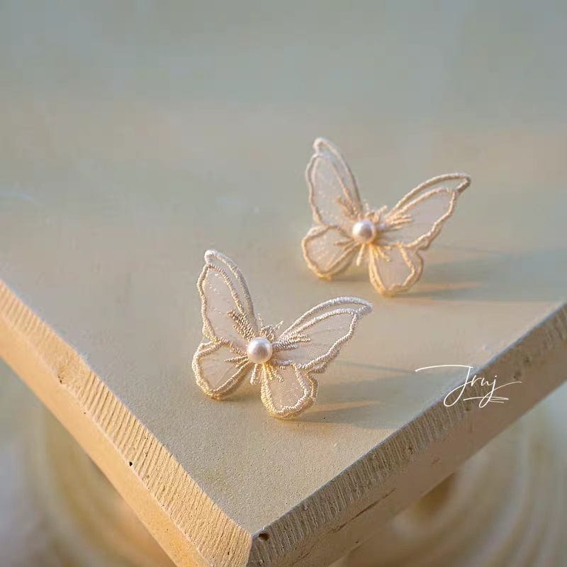 Embroidery Lace Butterfly Earrings