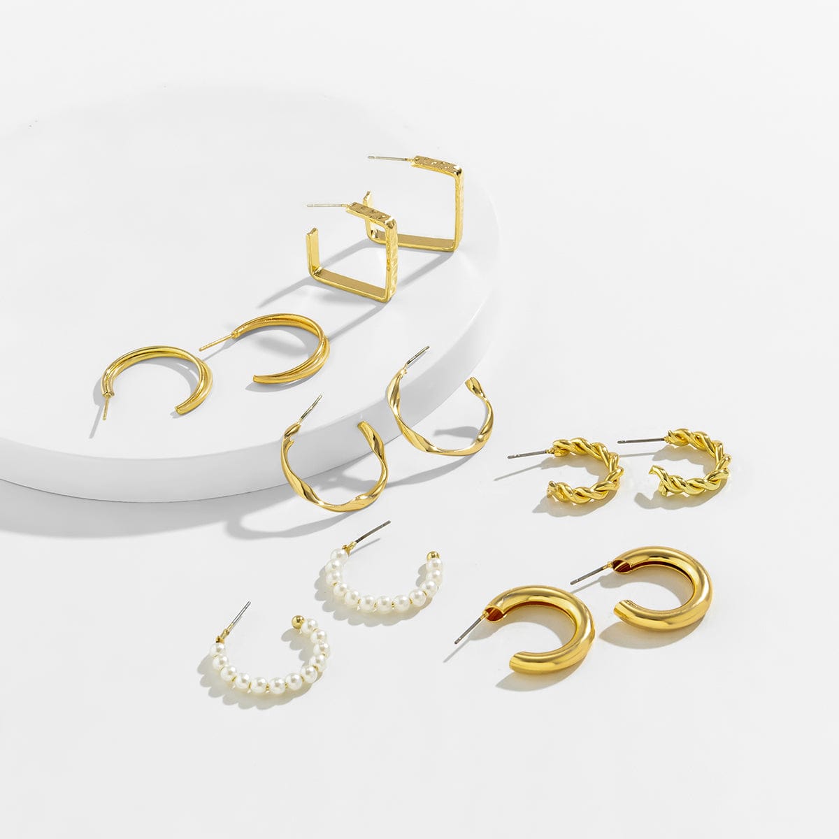 Geometric 12 Pieces Hoop Stud Earrings Set