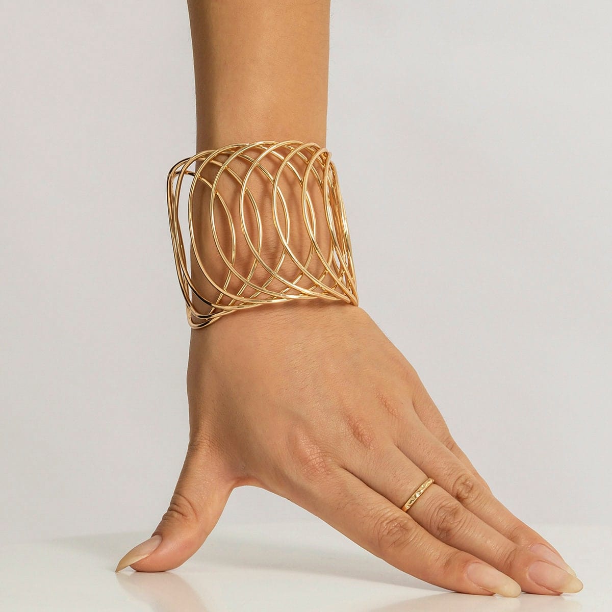 Geometric Abstract Hollow Pattern Wrist Cuff Wrap Bracelet