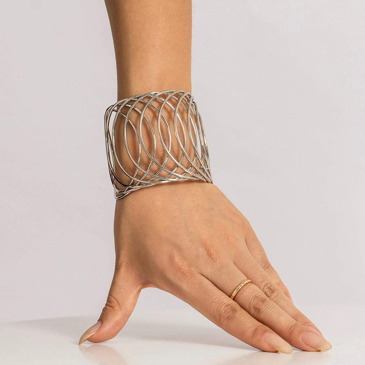 Geometric Abstract Hollow Pattern Wrist Cuff Wrap Bracelet