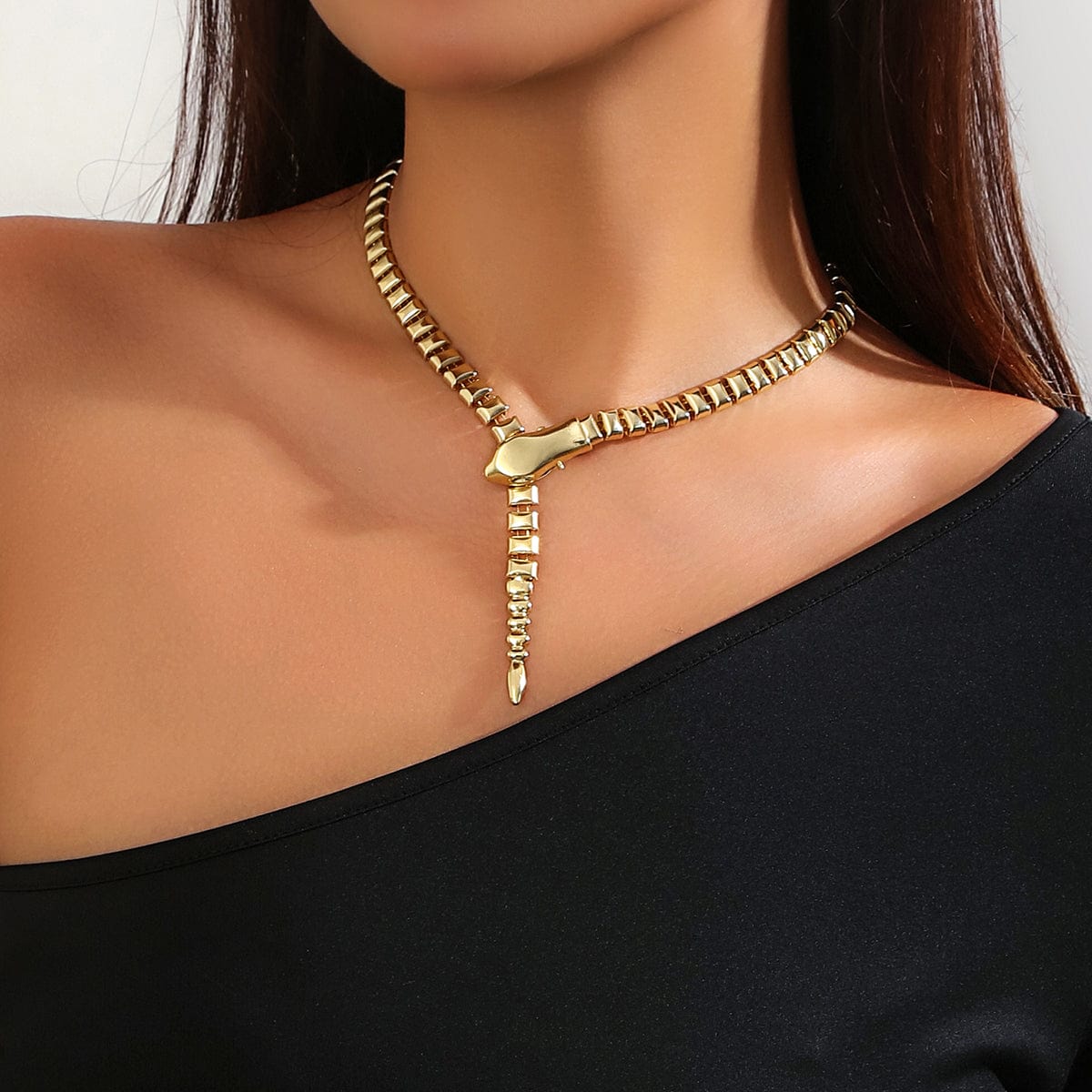 Geometric Abstract Snake Chain Necklace