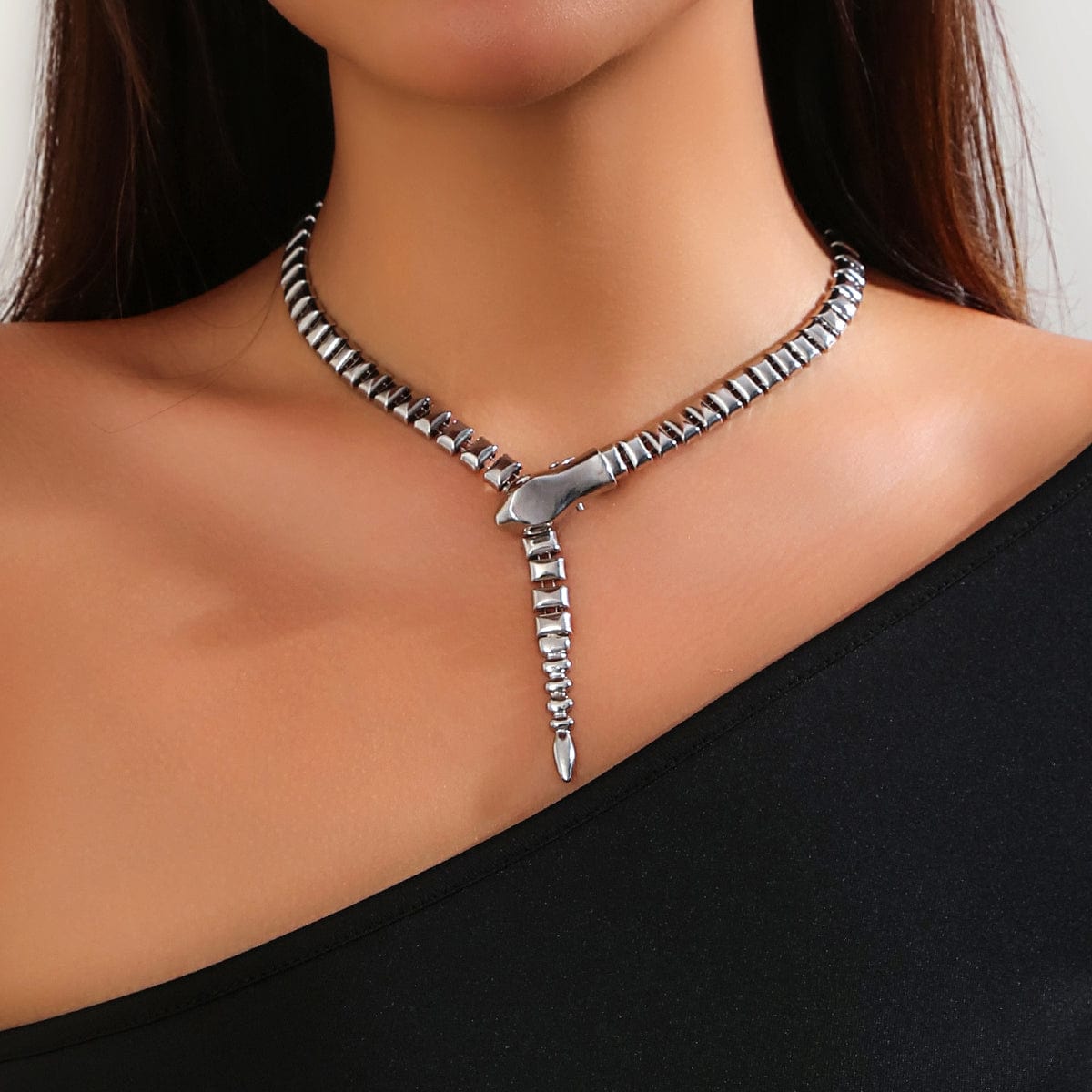 Geometric Abstract Snake Chain Necklace