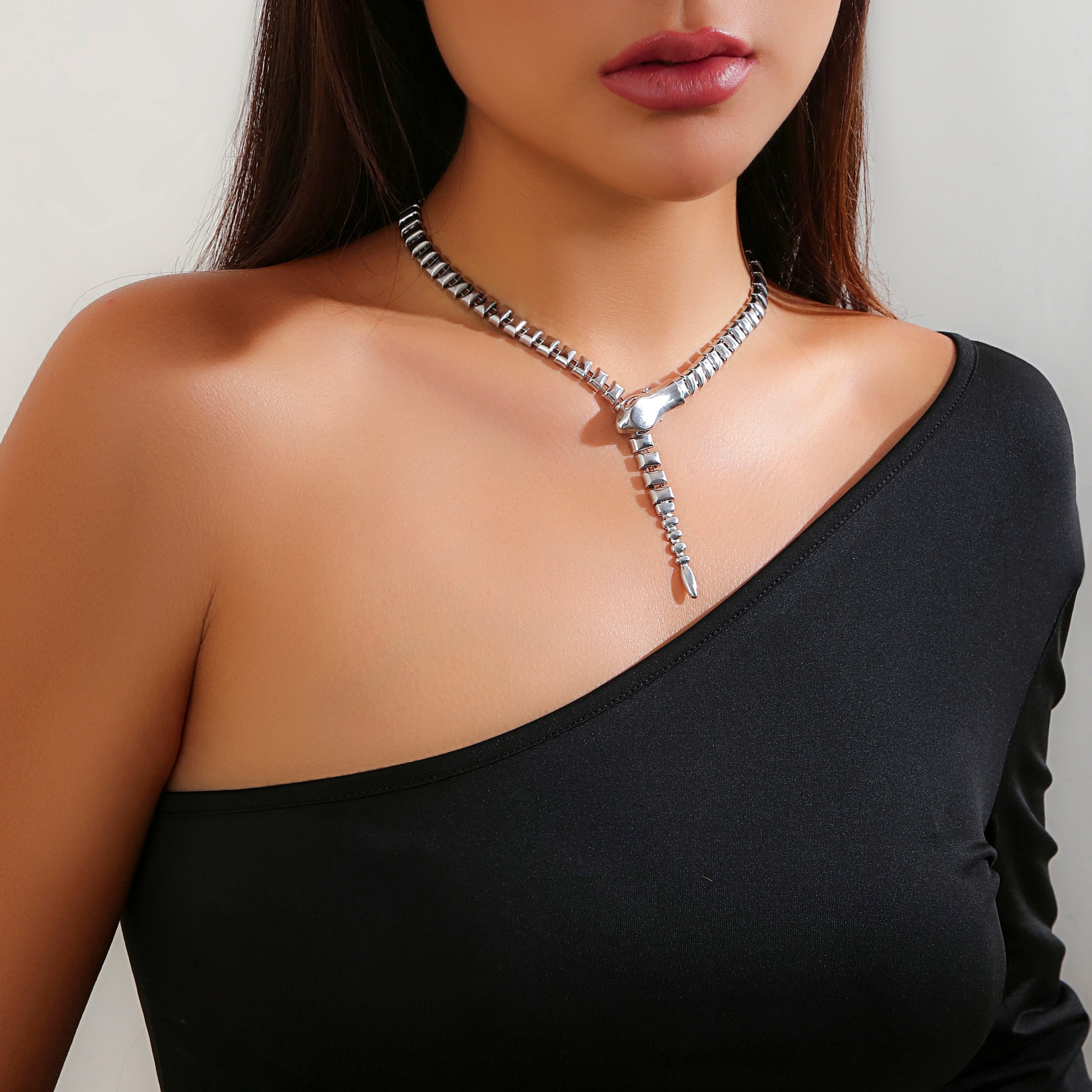 Geometric Abstract Snake Chain Necklace