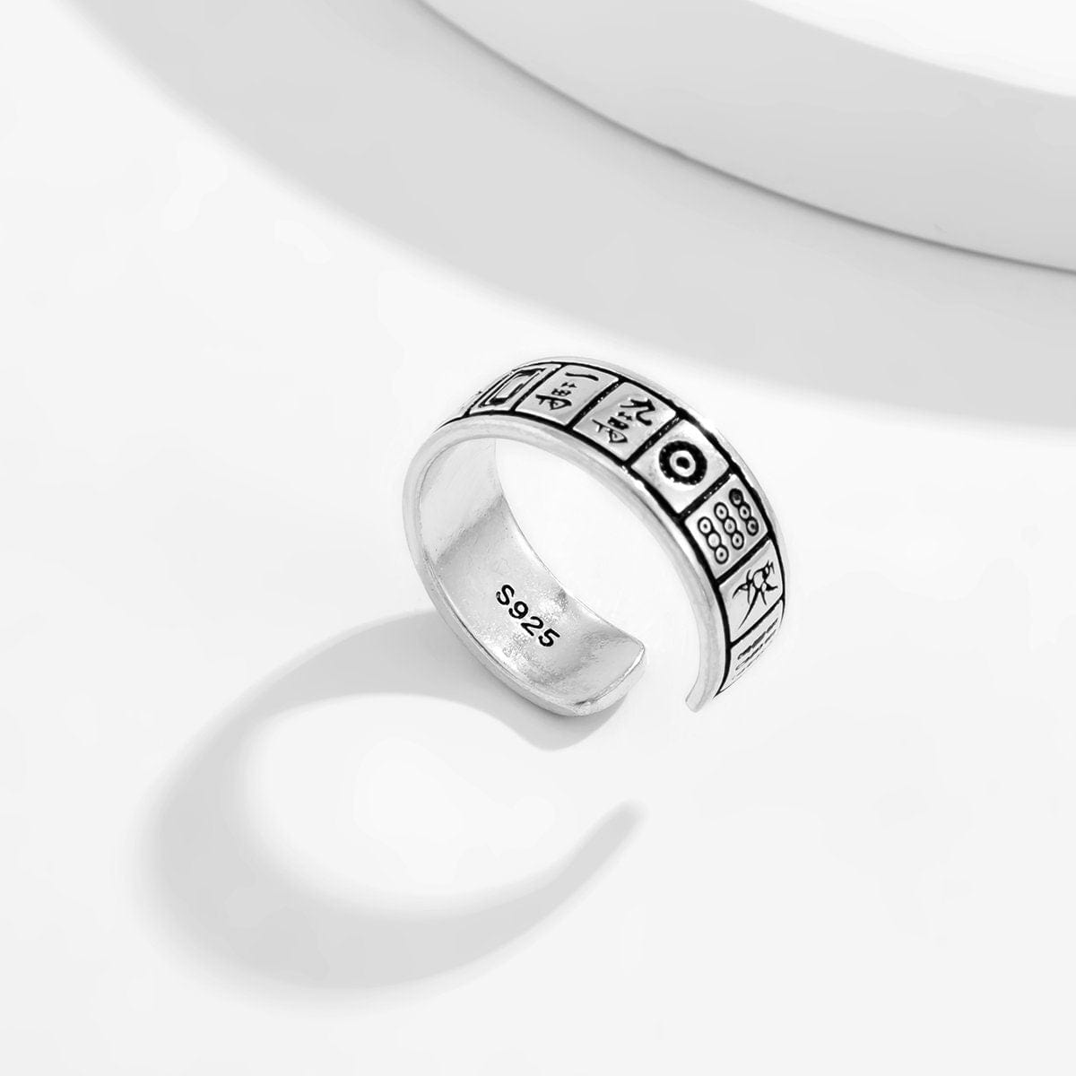 Geometric Antique Silver Mahjong Ring