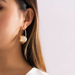 Geometric Ball Charm Chunky Hoop Earrings