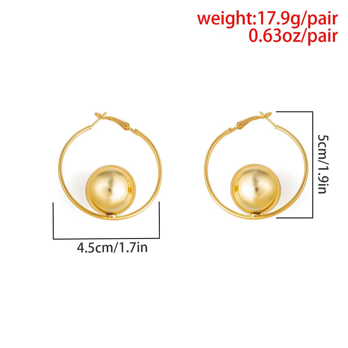 Geometric Ball Charm Chunky Hoop Earrings