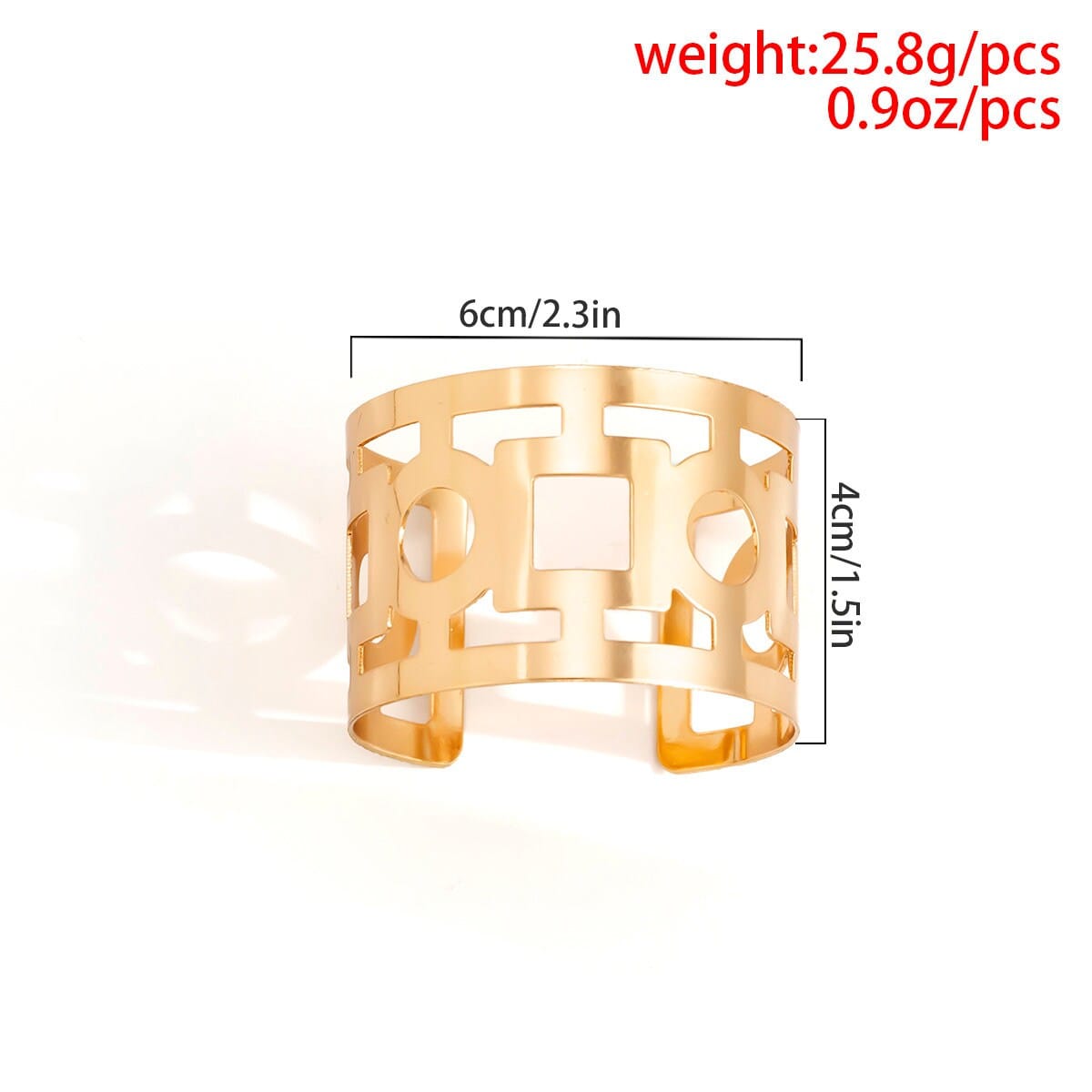 Geometric Carved Round Square Pattern Open Wide Cuff Bangle Bracelet