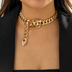 Geometric Chunky Belt Chain Choker Necklace