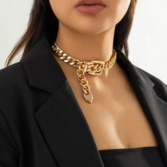 Geometric Chunky Belt Chain Choker Necklace