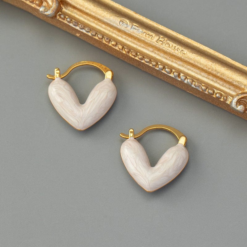 Geometric Colorful Enamel Heart Earrings