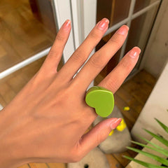 Geometric Colorful Resin Heart Ring