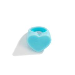 Geometric Colorful Resin Heart Ring