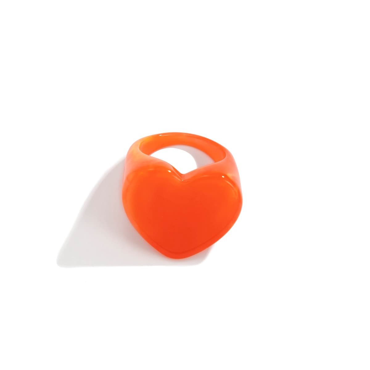 Geometric Colorful Resin Heart Ring