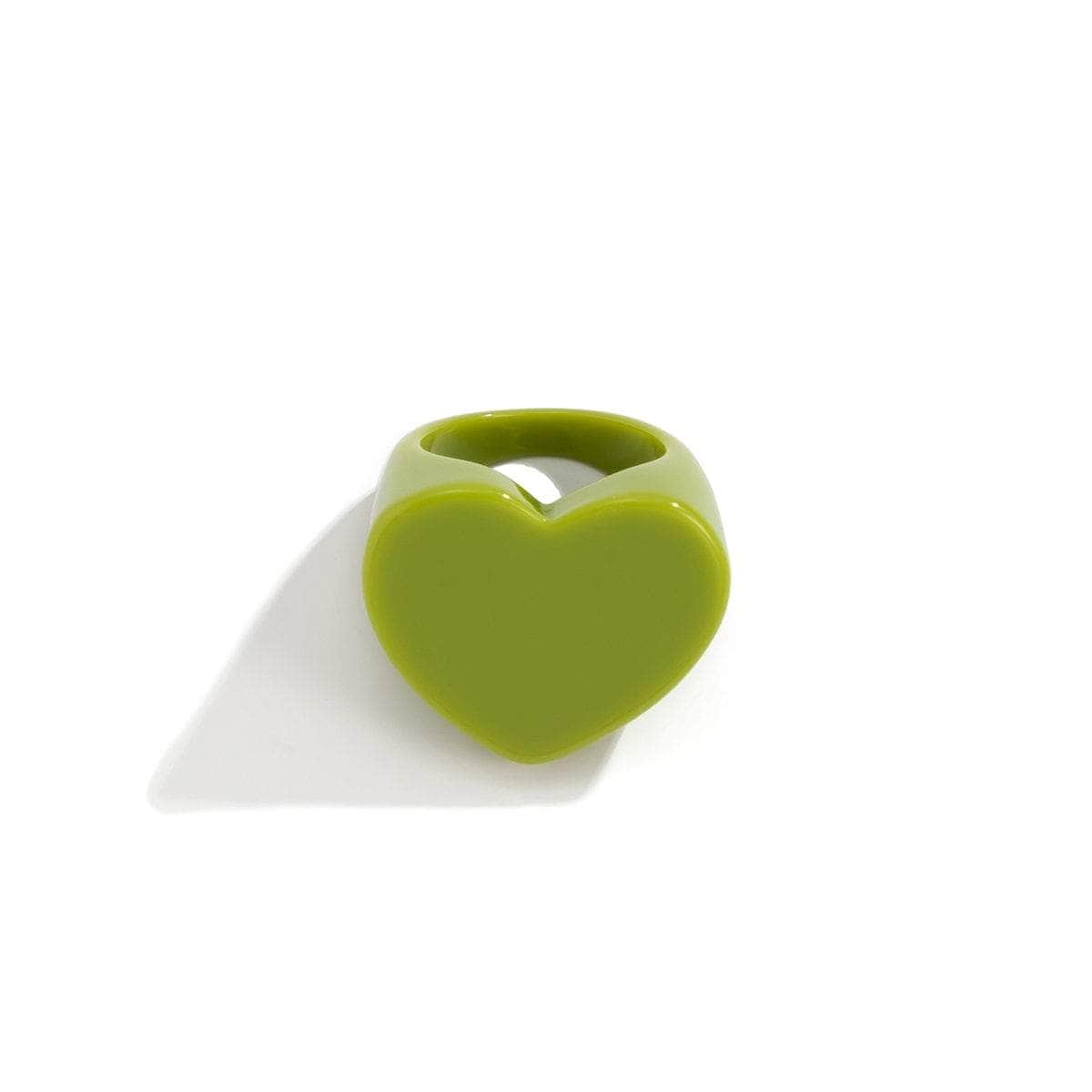 Geometric Colorful Resin Heart Ring