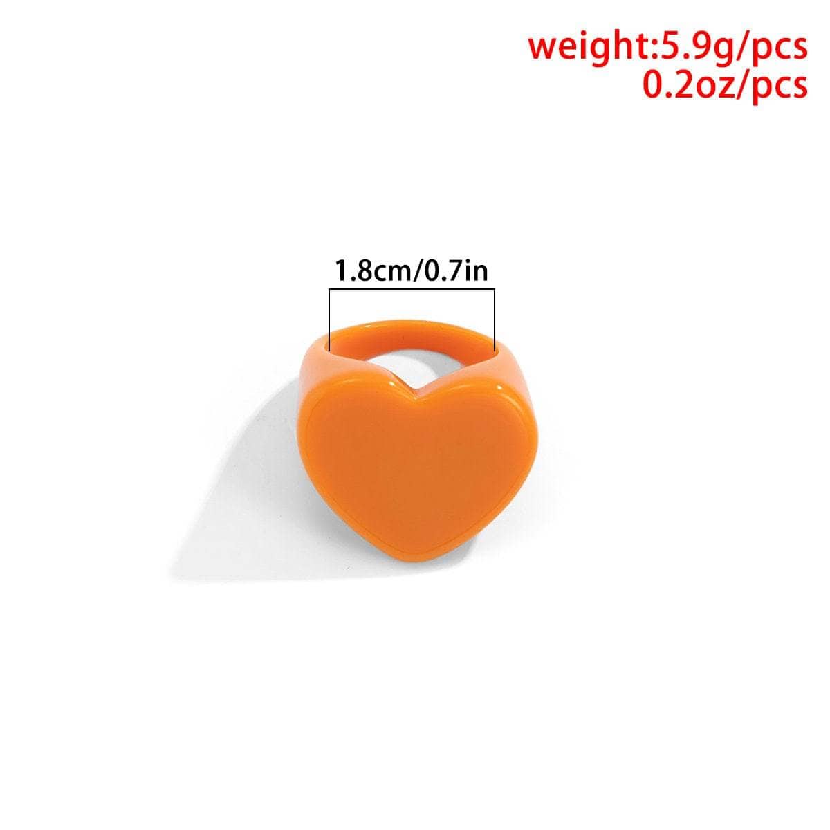Geometric Colorful Resin Heart Ring